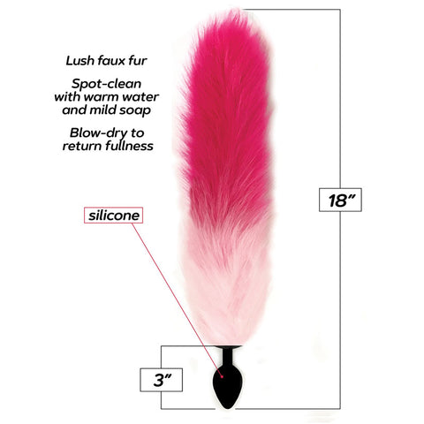 Foxy Fox Tail Silicone Butt Plug With White Pink Gradient 46 Centimeter Tail Tails