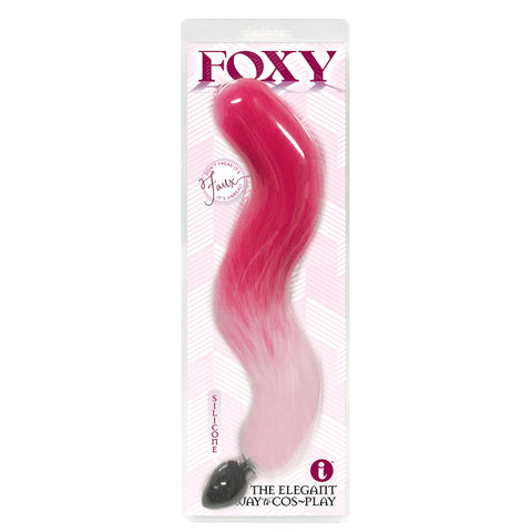 Foxy Fox Tail Silicone Butt Plug With White Pink Gradient 46 Centimeter Tail Pink Tails