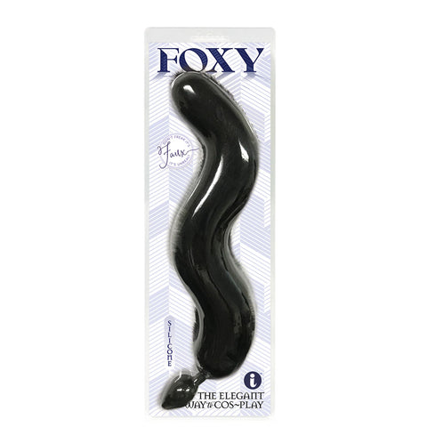 Foxy Fox Tail Silicone Butt Plug with 46 cm Black Faux Fur Tail Black Tails