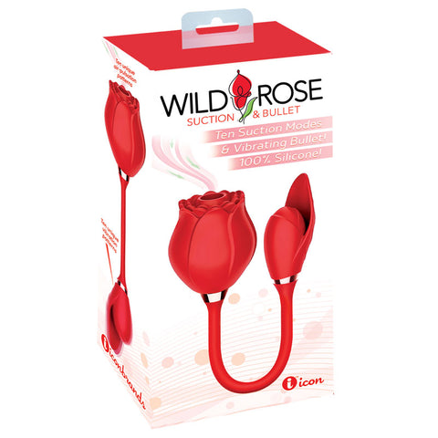 Wild Rose Suction & Bullet - Air Pulse & Bullet Stimulator Red BULLETS