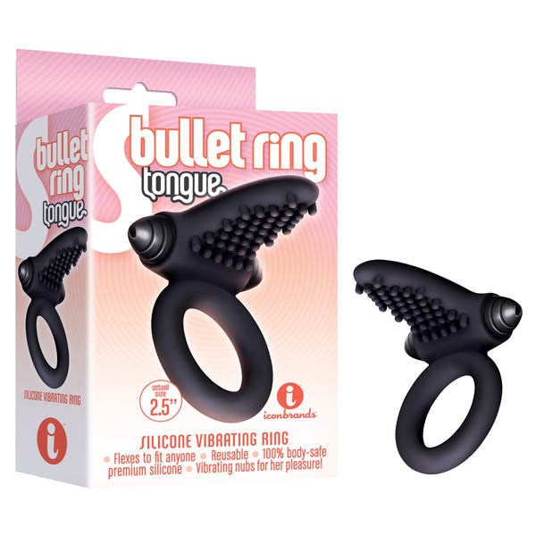 S-Bullet Ring - Tongue - Vibrating Cock Ring Black > Cock Ring > Vibrating