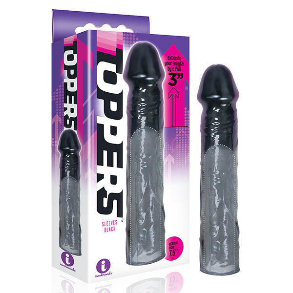 The 9s Toppers 7.6 Centimeter Penis Extension Sleeve Black SLEEVES