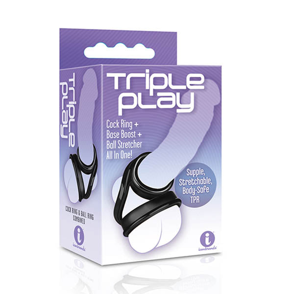 The 9's Triple Ring - Black Cock & Balls Ring Default Title COCK RINGS