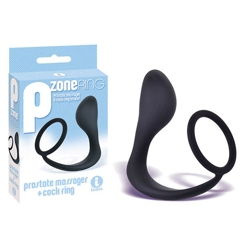 The 9s P Zone Cock Ring Black Anal Plug With Cock Ring > Anal Range > Prostate Plugs
