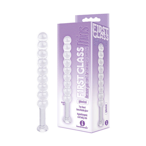 The 9's First Glass Thins Spherical – Glass 17.8 cm Anal Beads Clear GLASS TOYS