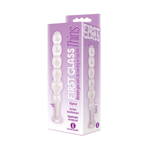 The 9's Glass First Thins Elliptical – Rechargeable Glass Anal Beads GLASS TOYS