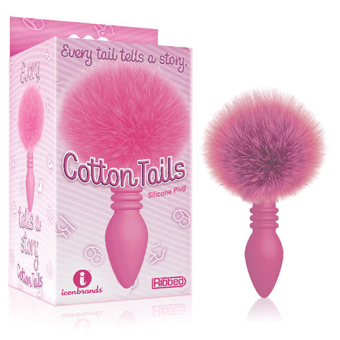 The 9s Cottontails Ribbed Butt Plug with Bunny Tail Pink Anal Toys & Stimulators