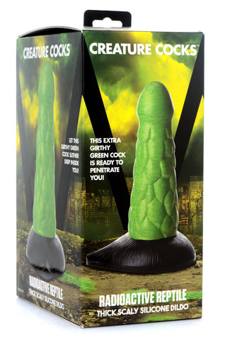 Creature Cocks Radioactive Reptile Thick Scaly Silicone Dildo Green Fantasy Dongs