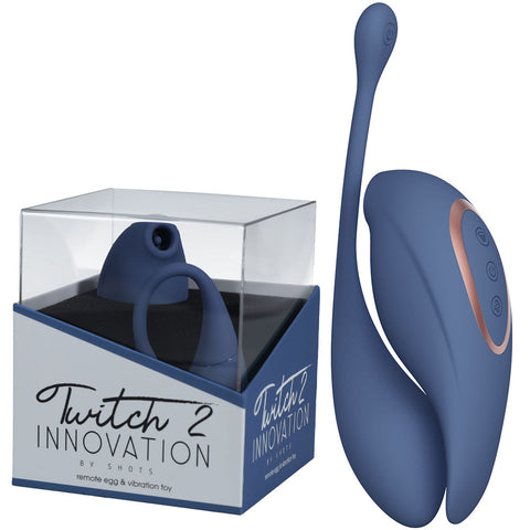 Twitch 2 Dual Pleasure Female Stimulator and Insertable Egg Blue Blue EGGS