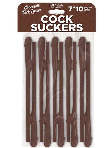 Hott Products Cock Sucker (Chocolate Brown) – 7 Inch Reusable Novelty Drink Straws Set of 10 > Novelties > Party Supplies