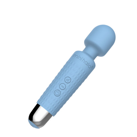 Shibari Mini Wand Halo (Powder Blue) – Powerful Wand Massager with 20 Vibration Patterns and Bendable Neck Electric Massager