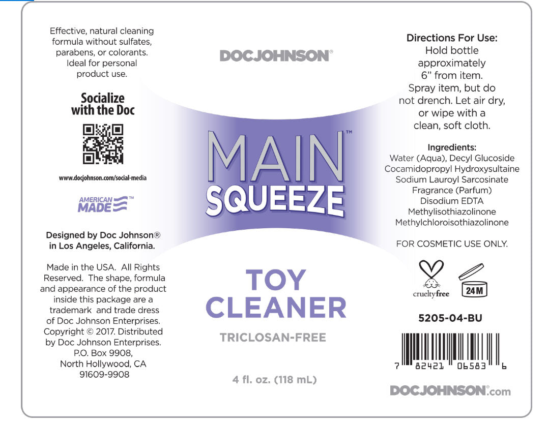 Doc Johnson Main Squeeze Toy Cleaner Spray (4 Fl Oz) – Safe Vegan Formula Toy Cleaner > Essentials > Toy Cleaners