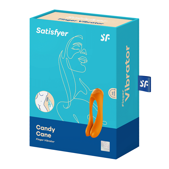 Satisfyer Candy Cane Finger Vibe Orange - Compact Pleasure Toy > Vibrators > Finger Vibrators