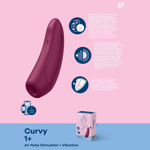 Satisfyer Curvy 1 Plus App Enabled Rose Red Stimulator Air Pulsation