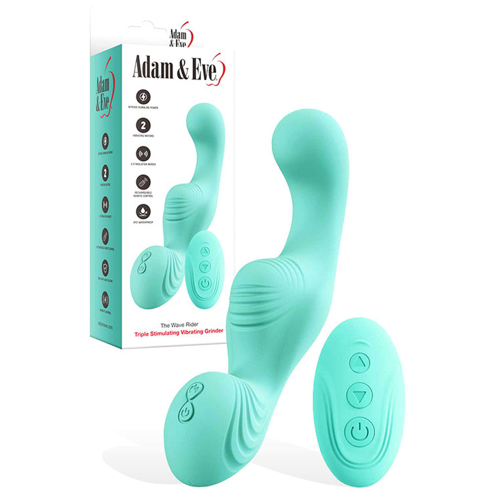 Adam & Eve The Wave Rider (Teal) – USB Rechargeable Remote-Controlled Triple Stimulating Grinder Pad Secondary image