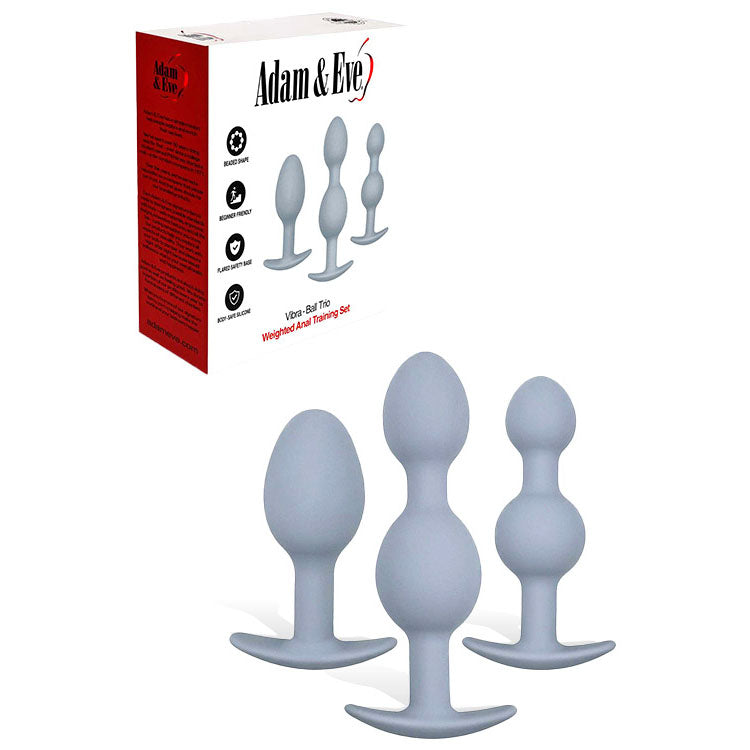 Adam & Eve Vibra-Ball Trio Weighted Anal Training Set – Set of 3 Plugs Grey > Anal Range > Butt Plug Kits