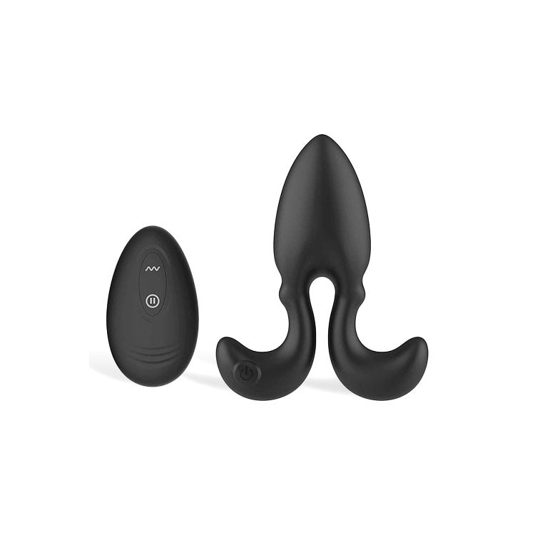 Adam & Eve Omega (USB Rechargeable) – Remote-Controlled Vibrating Butt Plug 10 cm Black > Anal Range > Vibrating Butt Plugs