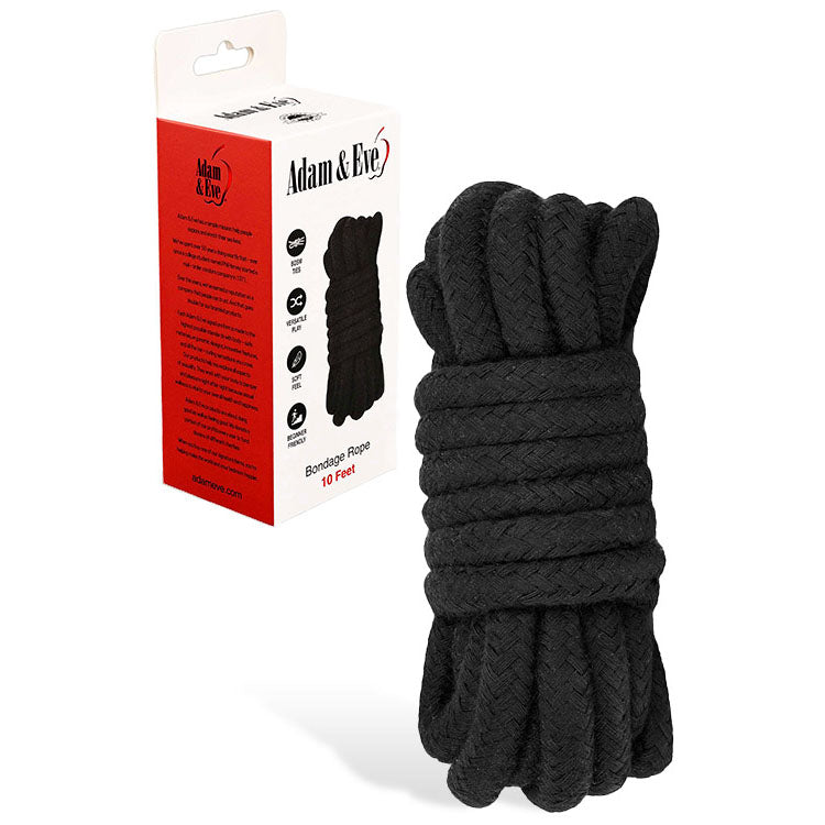 Adam & Eve Bondage Rope 3 Metre Length – Soft Touch Bondage Rope Black > Bondage Gear > Rope