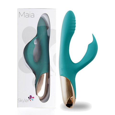 Maia Skyler 21.6 Centimeter USB Rechargeable Bendable Rabbit Vibrator Green VIBRATORS-RABBIT-MULTI