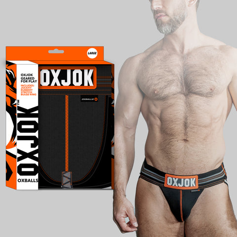 Oxballs Slingjock Upthrust Slider-Strap Jock Black Iron Black Medium Jockstraps