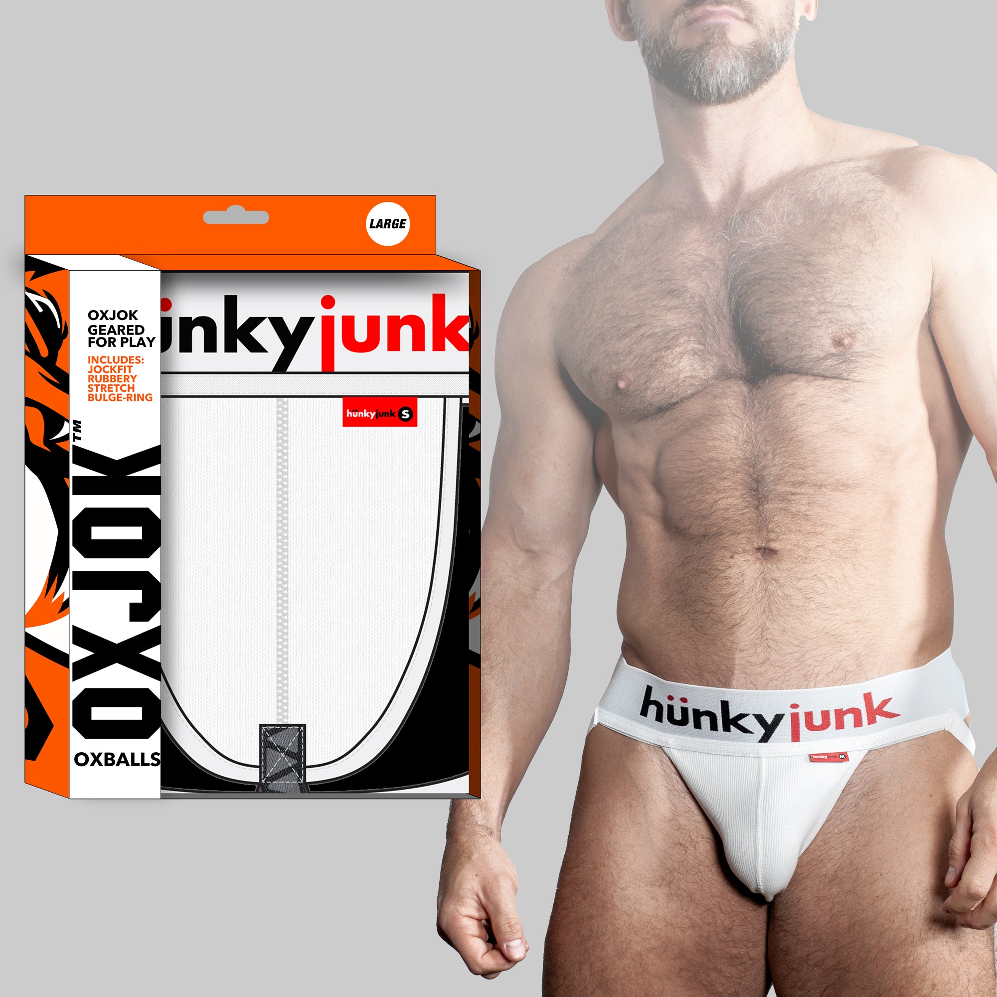Oxballs Hunker Slider Strap Jock White Snow White Small Jockstraps