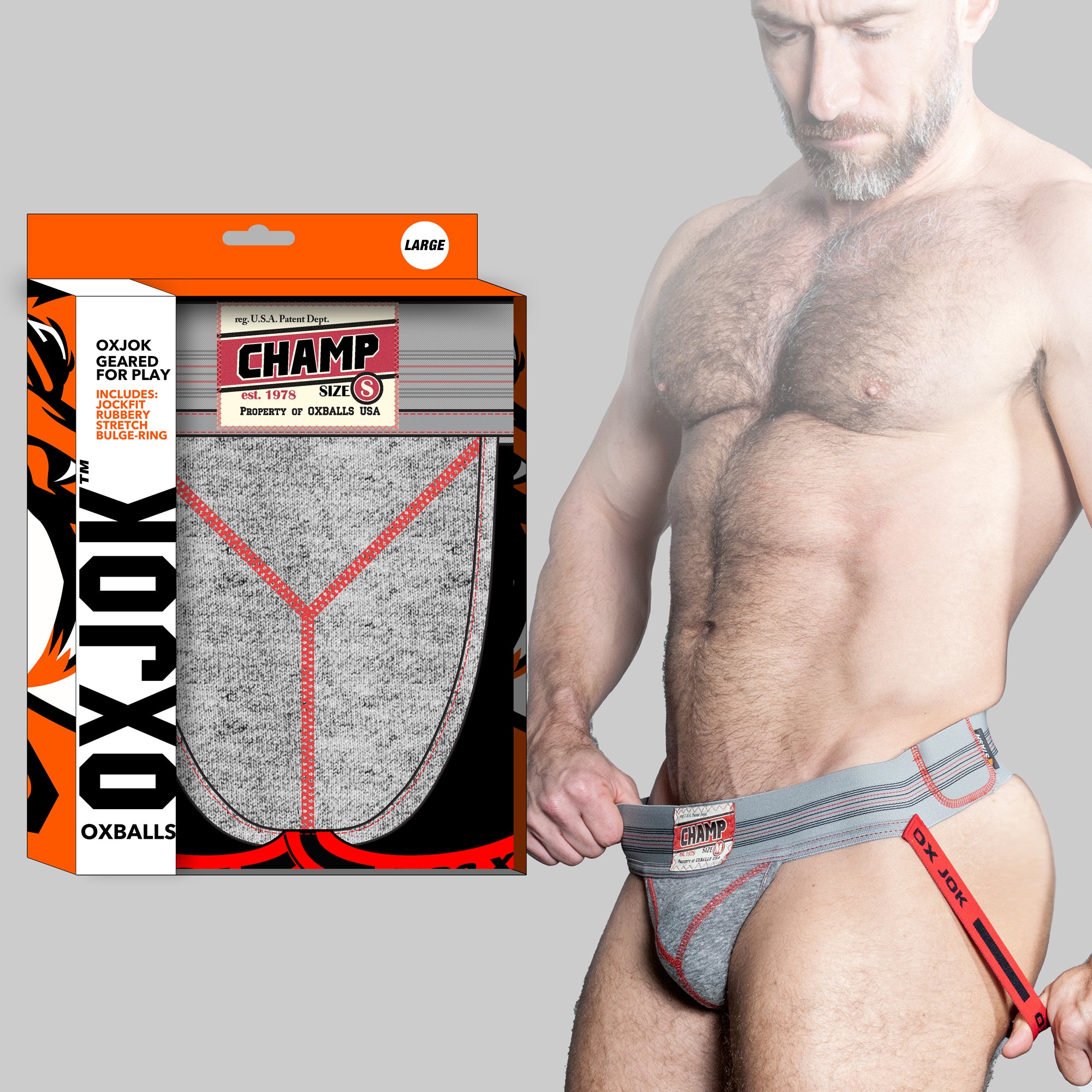 Oxballs Champ Vintage Jockstrap Gray Heather Grey Small Jockstraps