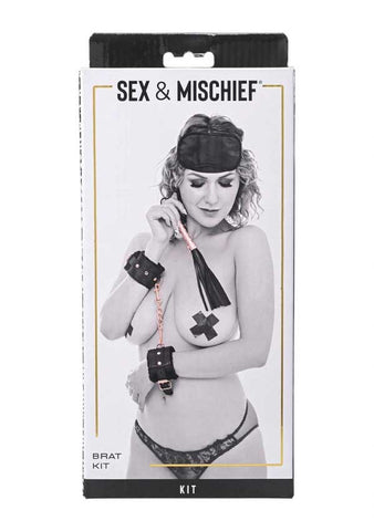 Sex & Mischief Brat Kit with Wrist Restraints and Flogger > Bondage Gear > Restraints