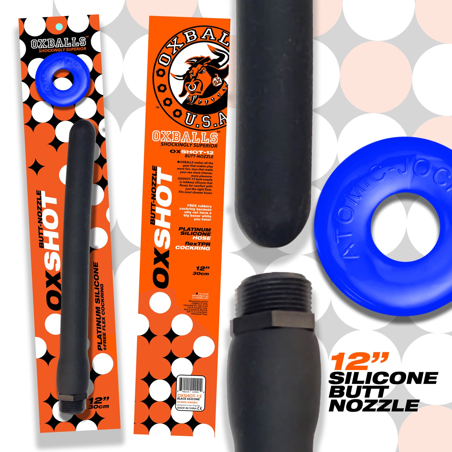 Oxshot Butt Nozzle 12in Shower Hose for Ultimate Cleaning > Essentials > Douches