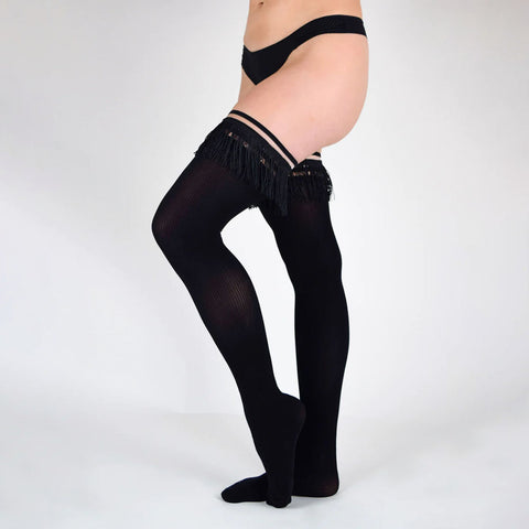Kixies Keila Fringe Sheer Thigh Highs Size B Hosiery