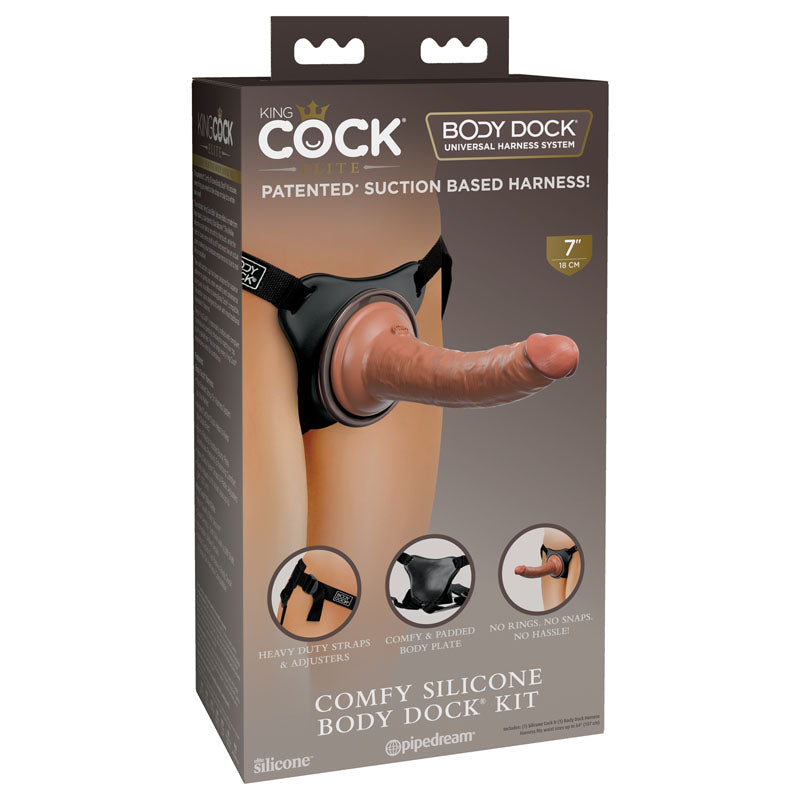 King Cock Elite Comfy Body Dock Kit with Tan 17.8 cm Dong