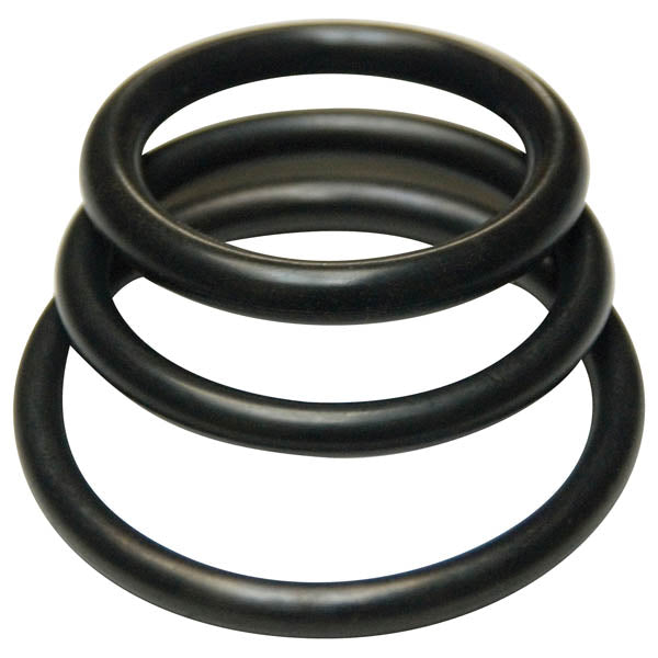 KinkLab Rubber Cock Rings Set of 3 Sizes Comfortable Black COCK RING Set