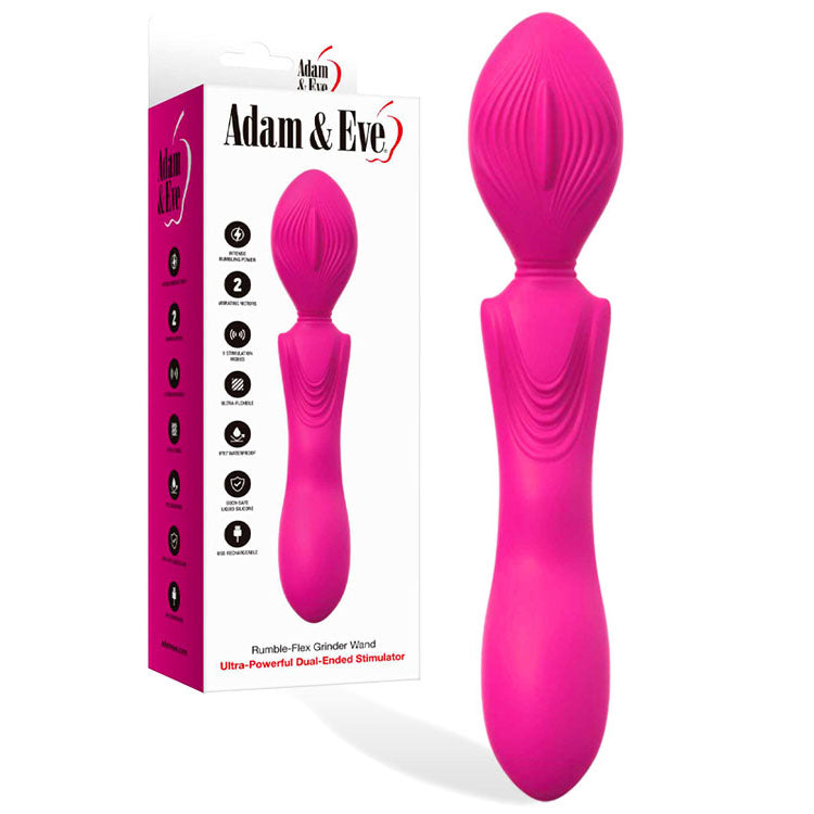 Adam & Eve Rumble Flex Grinder Wand – USB Rechargeable 23.9 cm Massage Wand Pink > Sex Toys > Massage Wands