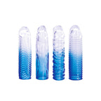 Adam & Eve Sapphire Sleeve Set – Clear Penis Sleeve Set of 4 Blue > Sex Toys For Men > Penis Sleeves