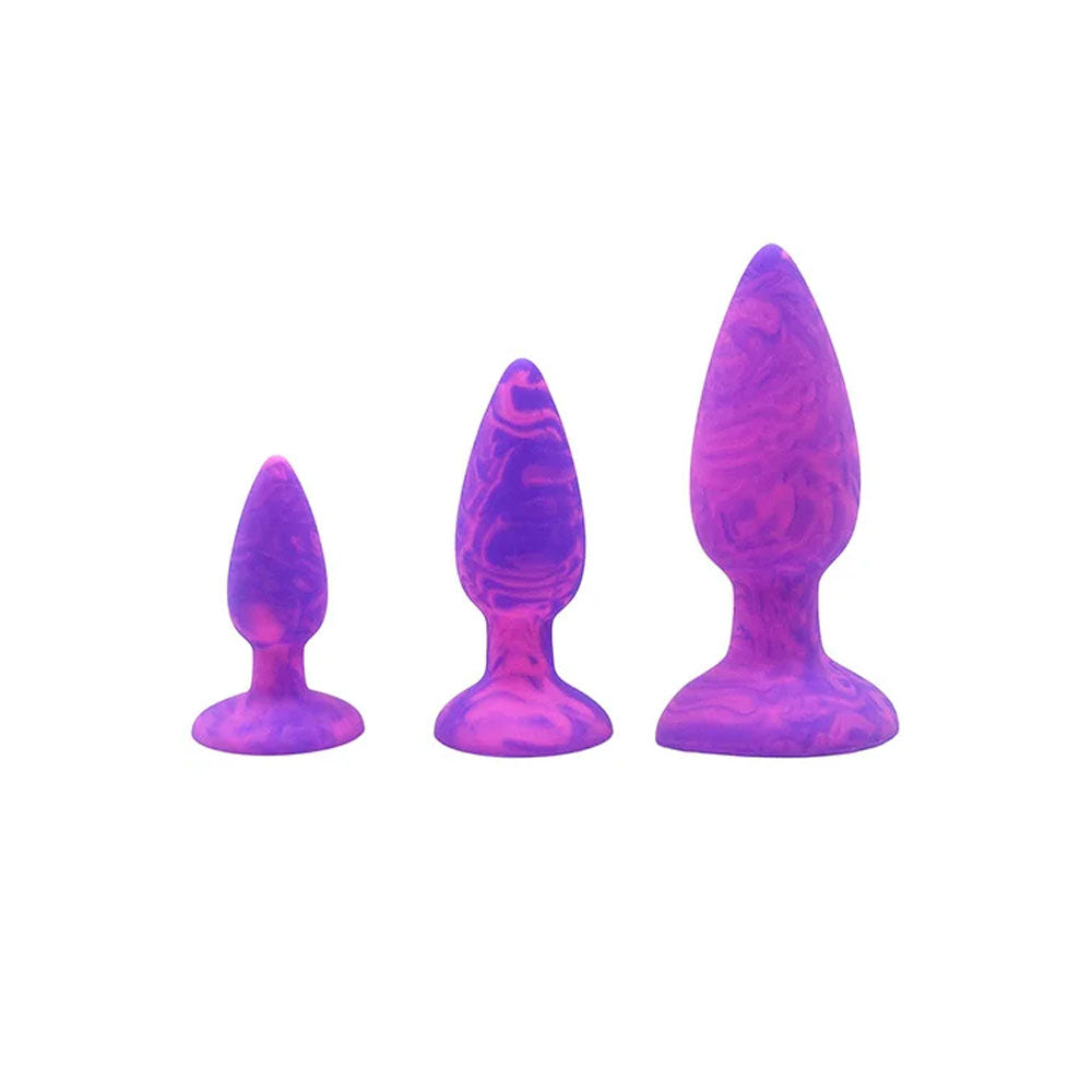 Adam & Eve Colour Swirl (Pink) Anal Plug Set – 3 Sizes Butt Plugs Purple > Anal Range > Butt Plug Kits Main image