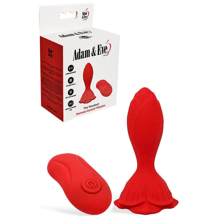 Adam & Eve Rosebud (USB Rechargeable) – Remote-Controlled Vibrating Butt Plug Red > Anal Range > Vibrating Butt Plugs Main image