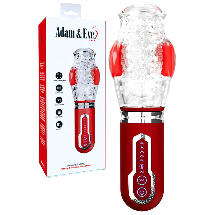 Adam & Eve Pleasure Pro 3000 (Red) – USB Rechargeable Thrusting Rotating Stroker Secondary image