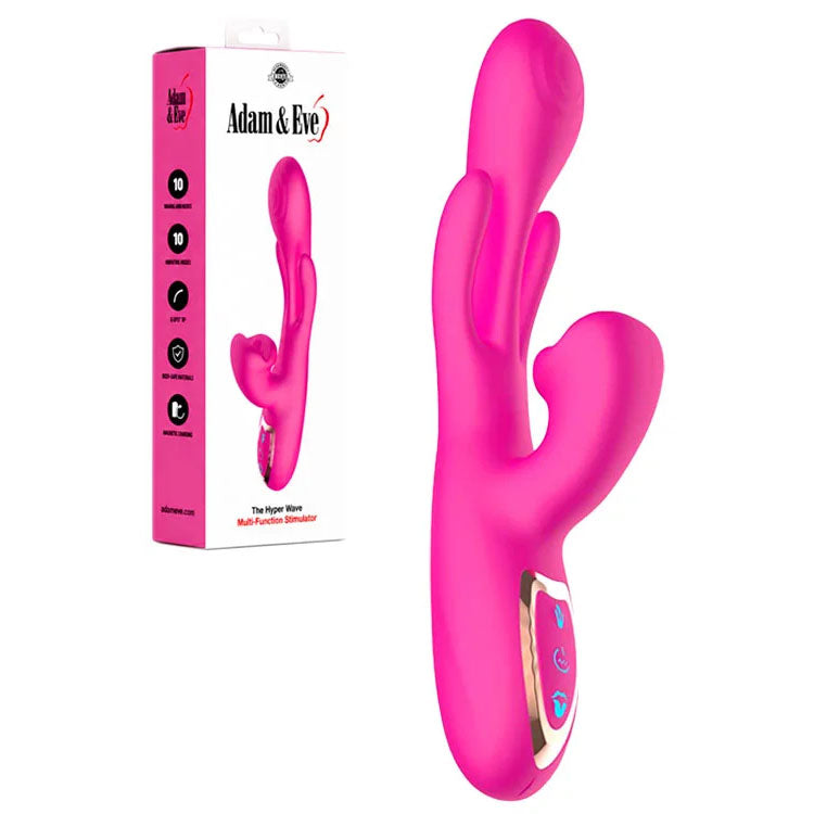 Adam & Eve Hyper Wave - USB Rechargeable 22.9 Cm Rabbit Vibrator Pink > Vibrators > Ladies > Rabbit