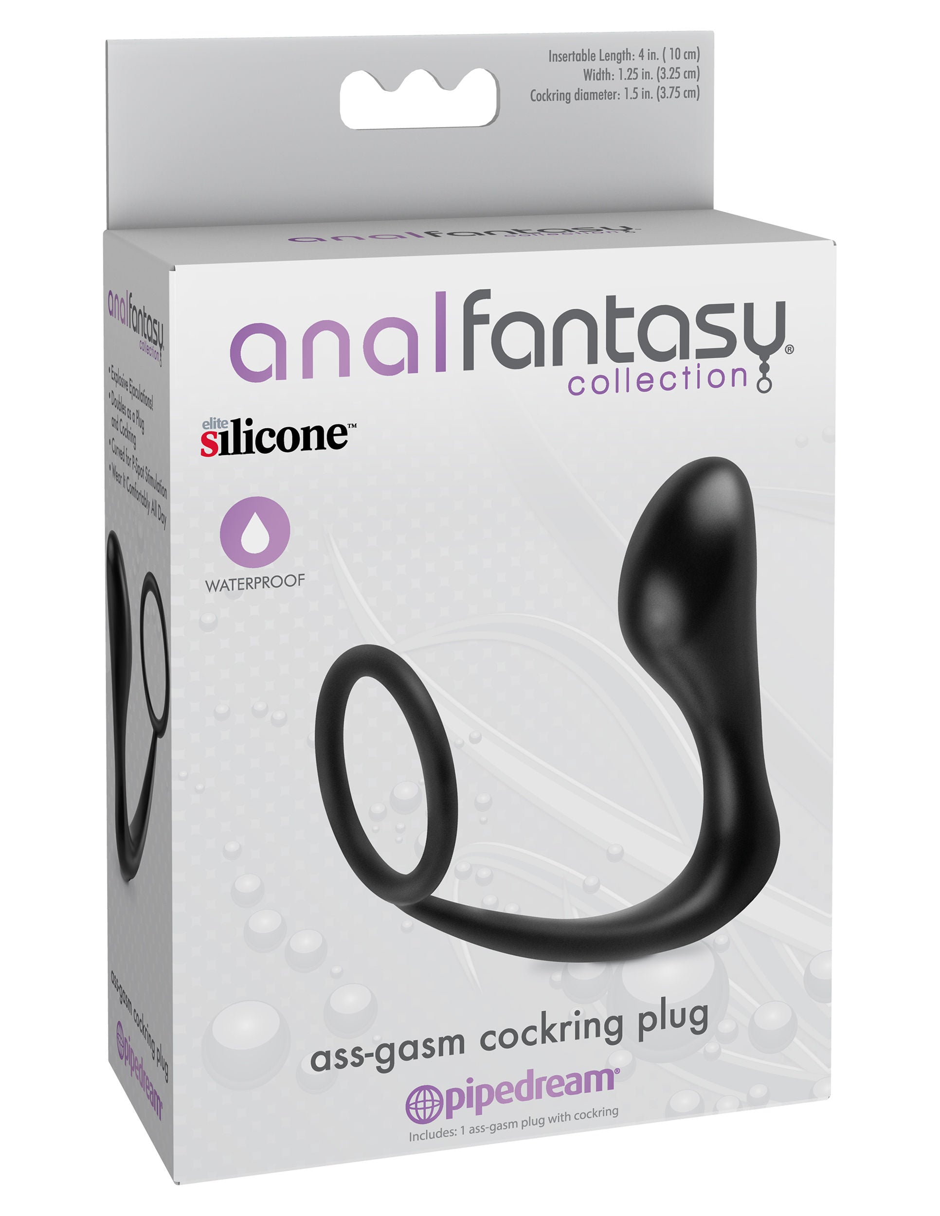 Anal Fantasy Collection Ass Gasm (Black) – Stretchy Silicone Cockring Plug ANAL TOYS