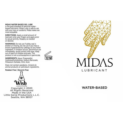 Midas Water Based Gel Lubricant 118 ml Tube Water Based Lube