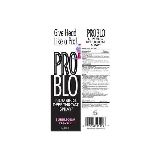 ProBlo Deep Throat Spray 30 ml - Bubblegum Flavored Numbing Spray NOVELTIES