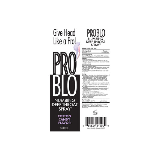 ProBlo Cotton Candy Deep Throat Spray 30 ml - Flavorful Desensitizer NOVELTIES