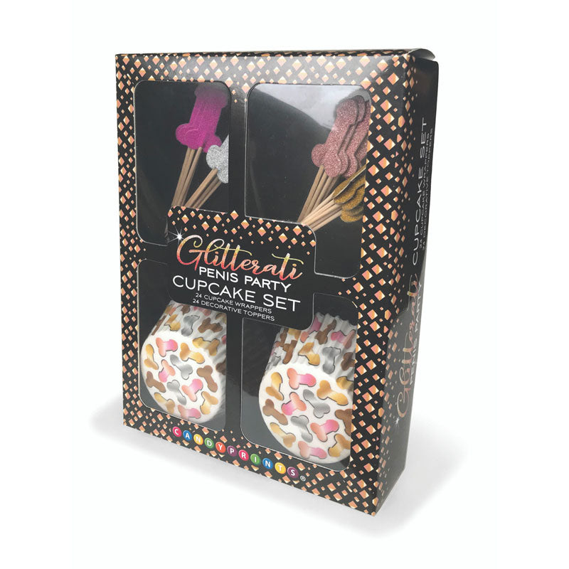 Glitterati Penis Party Cupcake Set of 24 > Novelties > Party Supplies