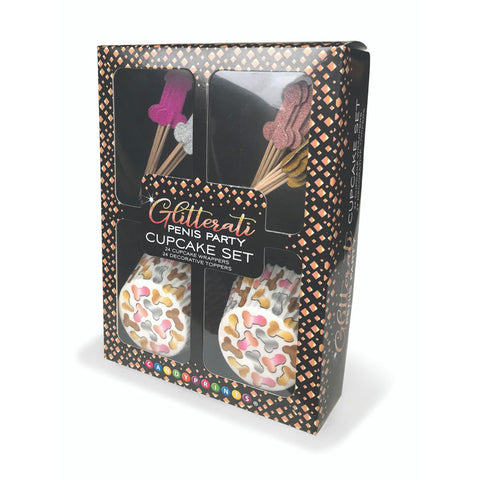 Glitterati Penis Party Cupcake Set of 24 for Hens Party and Celebrations Party Supplies
