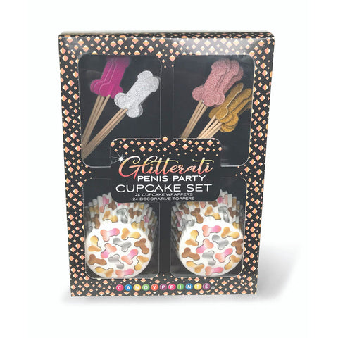 Glitterati Penis Party Cupcake Set of 24 for Hens Party and Celebrations Party Supplies