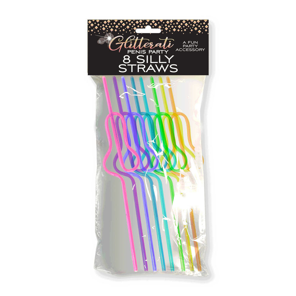 Glitterati Penis Silly Straws Set of 8 Reusable Party Straws Secondary image
