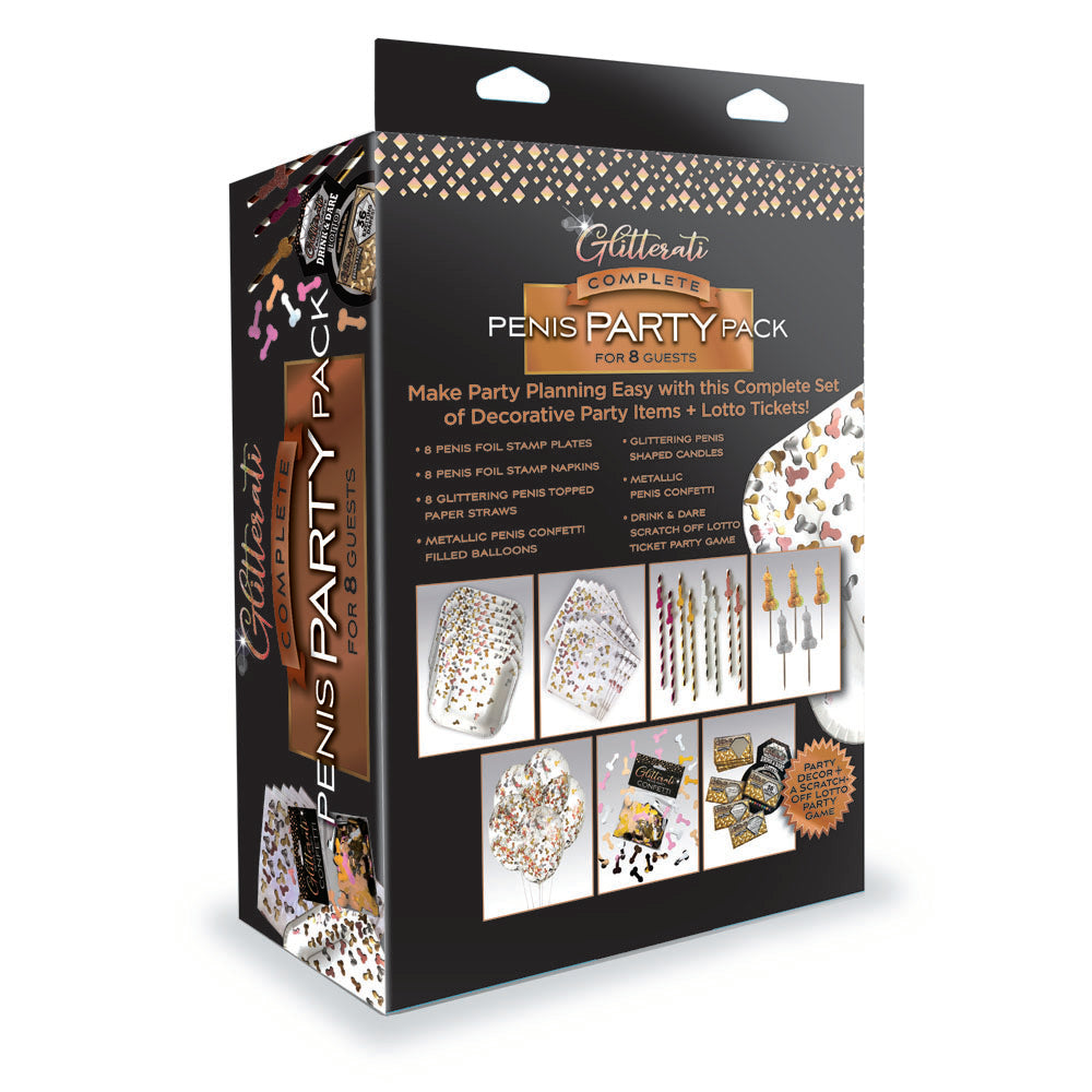 Glitterati Complete Penis Party Pack – Novelty Set with Glitter Accents for Eight Guests > Novelties > Party Supplies