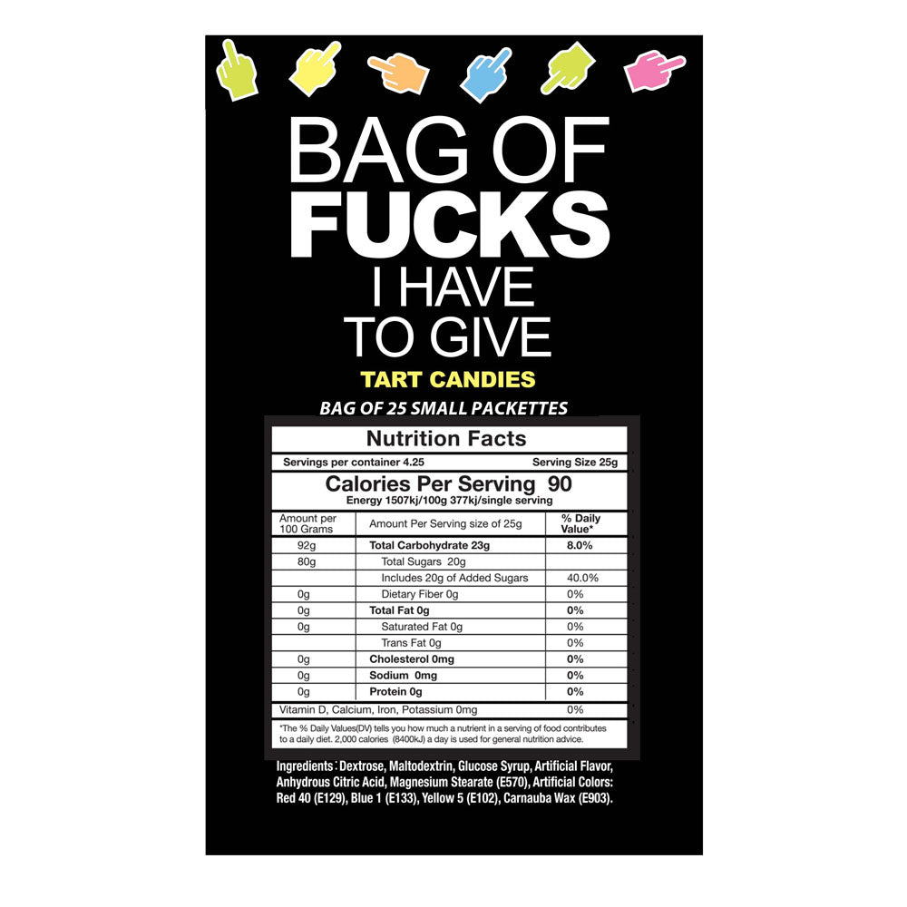 Bag of Fucks I Have to Give Bag of 25 Count > Novelties > Candy & Edible Items