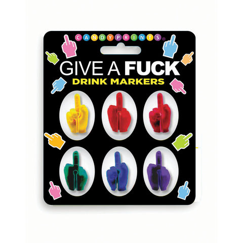 Give A Fuck Drink Markers (Set of 6) – Novelty Drink Markers Coloured Party Supplies