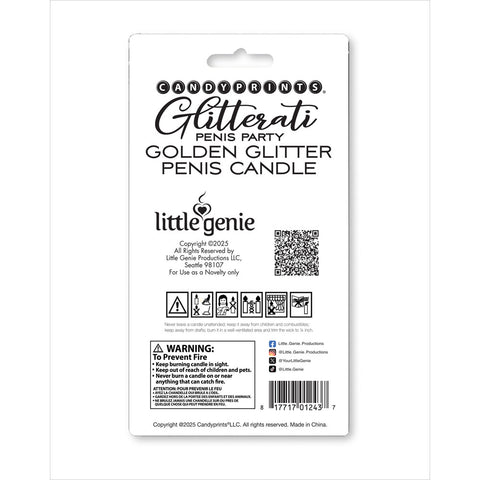 Glitterati Gold Glitter Penis Candle 10 cm Fun Party Accessory Novelty Candles