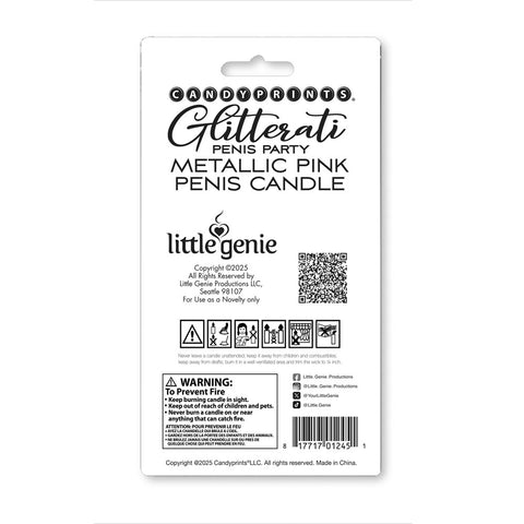 Glitterati Metallic Pink Penis Candle 10 Centimeter Party Decoration Novelty Candles